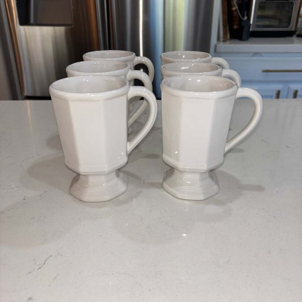 Pfaltzgraff Heritage White Footed Coffee Mug Set Of 6